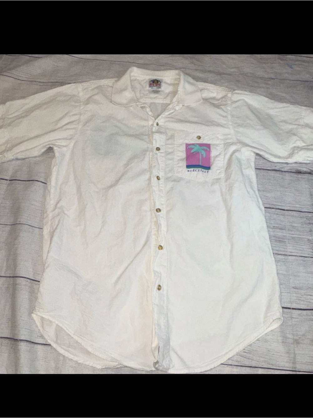 Vtg 1989 Bye Bye Button Down Cotton Shirt S Small 1 MS Ecstasy Mexico